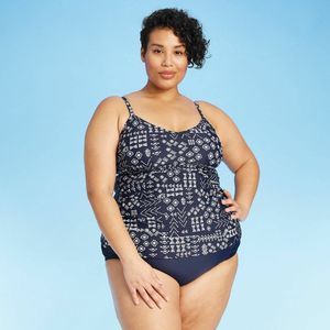 Women's Kona Sol Shirred Tankini Top, Navy, size 20W, NEW, 1020